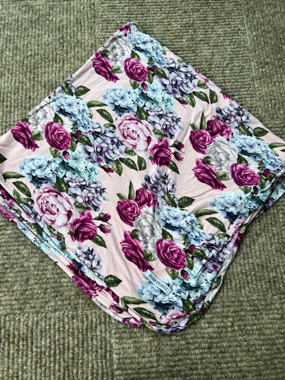 Posh Peanut Monroe Patoo Baby Blanket Bamboo Rose Hydrangea Floral Pink Swaddle